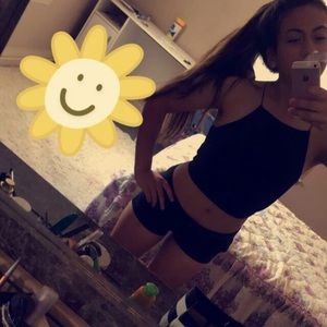 Black crop top, very nice material and flattering